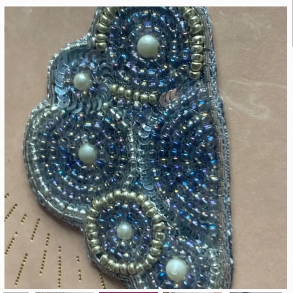 Anthropologie On Cloud Nine sticker and card patch applique silver bead sequin - Picture 3 of 7